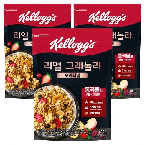 [ㅋㅍ]켈로그 리얼 그래놀라 오리지널 시리얼, 400g, 3개, 400g × 3개( 12,980원, 14% 할인)