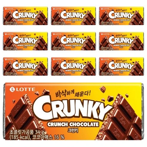 [ㅋㅍ]롯데웰푸드 크런키 초콜릿, 34g, 10개, 34g × 10개( 9,300원, 11% 할인)
