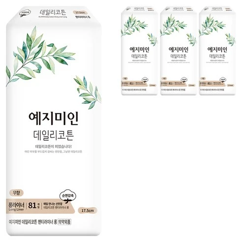 [ㅋㅍ]예지미인 데일리코튼 팬티라이너, 롱, 81개입, 4개( 15,860원, 29% 할인)