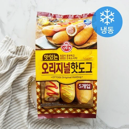 [ㅋㅍ]오뚜기 맛있는 오리지널 핫도그 (냉동), 80g, 5개입, 1개( 3,990원, 36% 할인)