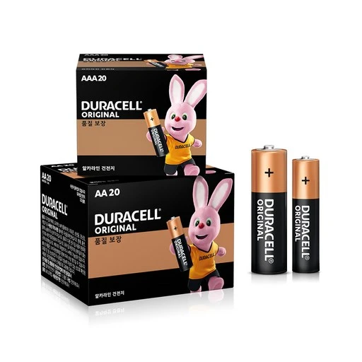 [ㅋㅍ]듀라셀 오리지널 알카라인 AA 건전지 20p + AAA 건전지 20p, 40개입, 1세트( 18,830원, 34% 할인)