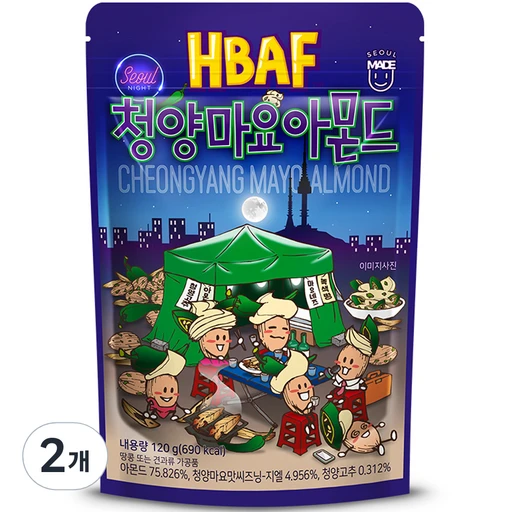 [ㅋㅍ]바프 청양마요 아몬드, 120g, 2개( 5,480원, 29% 할인)
