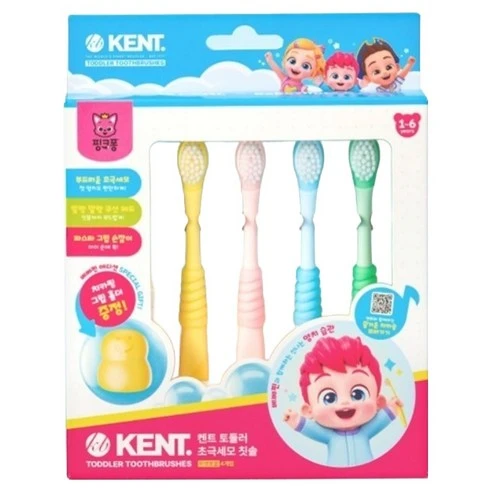 [ㅋㅍ]켄트 베베핀에디션 토들러 초극세모 칫솔 4종 세트, 혼합색상, 1세트, 혼합색상 × 1세트( 17,570원, 11% 할인)