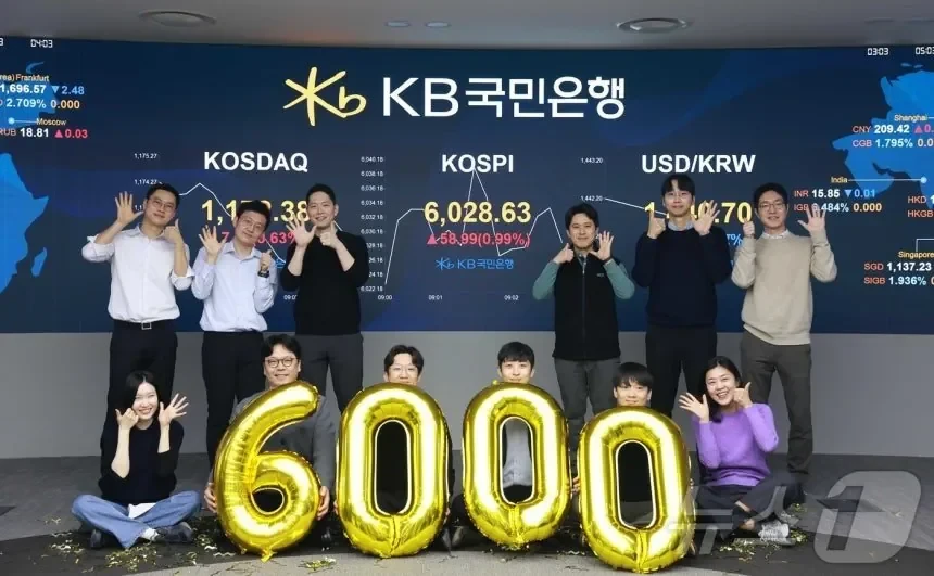 코스피 6000에 행복한 사진찍는 은행들