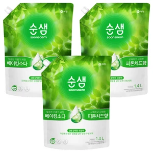 [ㅋㅍ]순샘 베이킹소다 피톤치드향 주방세제 리필, 1.4L, 3개 ( 6,660원 )