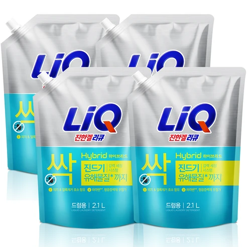 [ㅋㅍ]리큐 진한겔 하이브리드 드럼세탁기용 액상세제 플로럴 부케향 리필, 2.1L, 4개, 2.1L × 4개( 11,850원, 34% 할인)