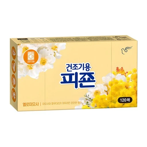 [ㅋㅍ]피죤 건조기용 오리지널 드라이시트 섬유유연제 옐로미모사 본품, 120개입, 1개( 7,470원, 32% 할인)