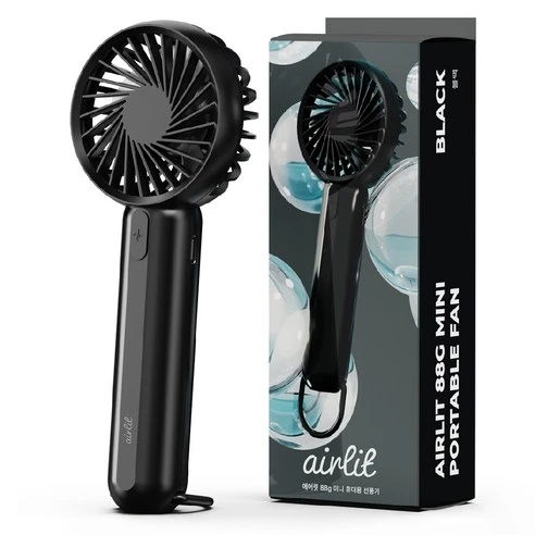 [ㅋㅍ]누아트 에어릿 88g 초경량 미니 휴대용 3in1 무선 손선풍기, 블랙( 2,900원, 48% 할인)