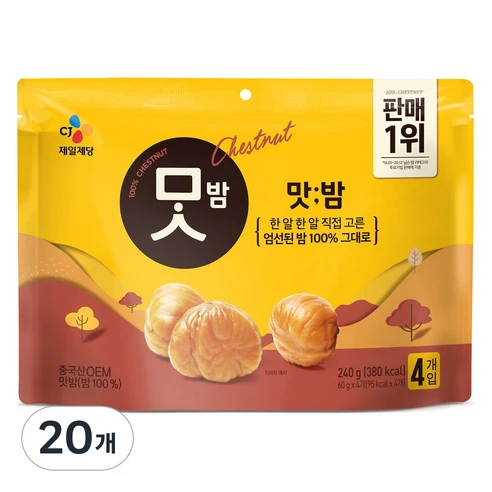 [ㅋㅍ]CJ맛밤, 60g, 20개, 60g × 20개( 21,900원, 19% 할인)