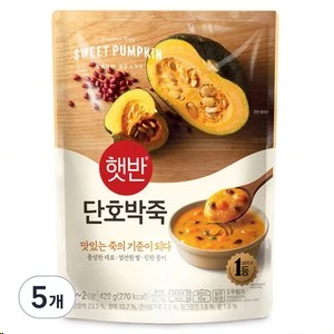 [ㅋㅍ]햇반 단호박죽, 420g, 5개 ( 11,390원 )
