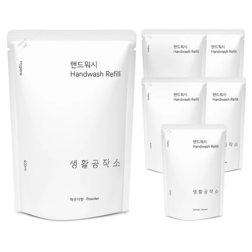 [ㅋㅍ]생활공작소 핸드워시 리필 파우더향, 400ml, 6개( 10,900원, 35% 할인)