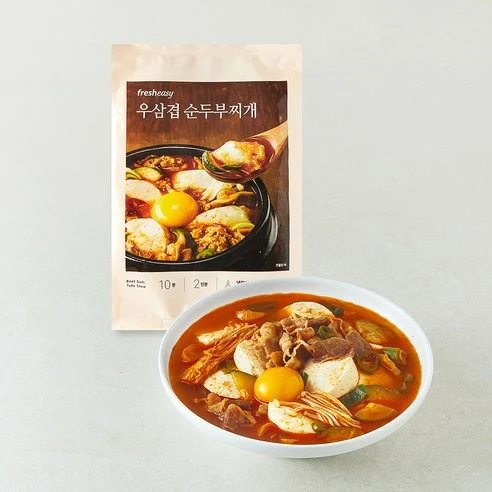 [ㅋㅍ]프레시지 우삼겹 순두부찌개 밀키트 2인분, 605g, 1개, 605g × 1개( 5,290원, 34% 할인)