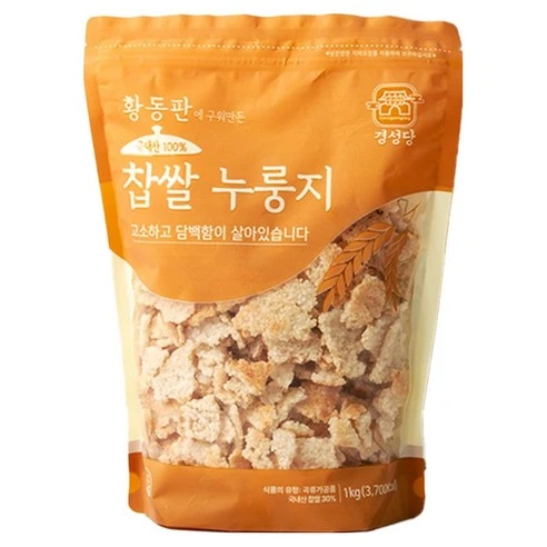 [ㅋㅍ]경성당 국내산 찹쌀 누룽지, 1kg, 1개, 1kg × 1개( 5,380원, 38% 할인)