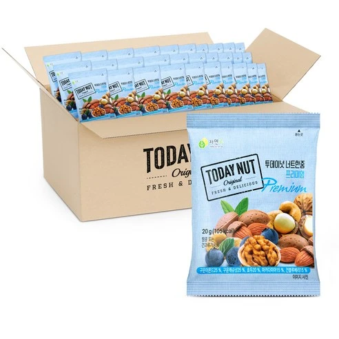 [ㅋㅍ]투데이넛 너트한줌 프리미엄 믹스넛, 20g, 100개, 20g × 100개( 56,460원, 12% 할인)