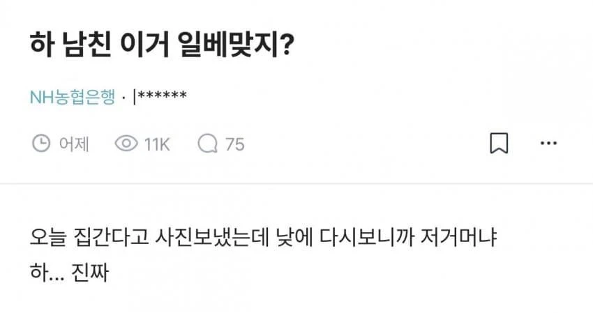농협 다니는 누나의 일베 남친 판독기