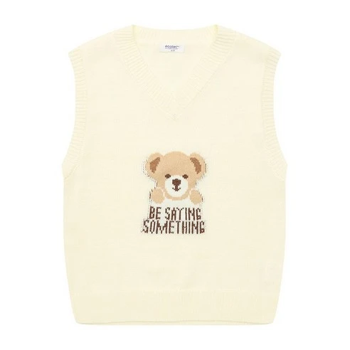 [ㅋㅍ]에꼴리에 여아 베어 브이넥 니트 베스트 23A3052 IV( 5,380원, 30% 할인)