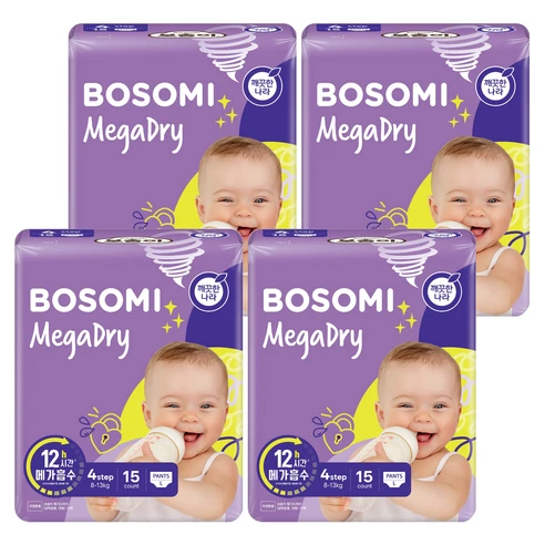[ㅋㅍ]보솜이 메가드라이 팬티형 기저귀 공용, 4단계, 60매, 4단계 × 60매( 14,600원, 33% 할인)