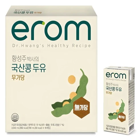 [ㅋㅍ]이롬 황성주 박사의 국산콩 두유 무가당, 190ml, 16개( 7,500원, 24% 할인)