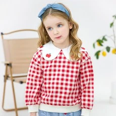 [ㅋㅍ]마리앤모리 여아용 스캘럽 체크 카라 티셔츠( 10,240원, 40% 할인)
