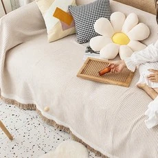 [ㅋㅍ]클레버 배색 와플 패턴 소파 커버, 1개, 카키 + 화이트( 5,990원 )