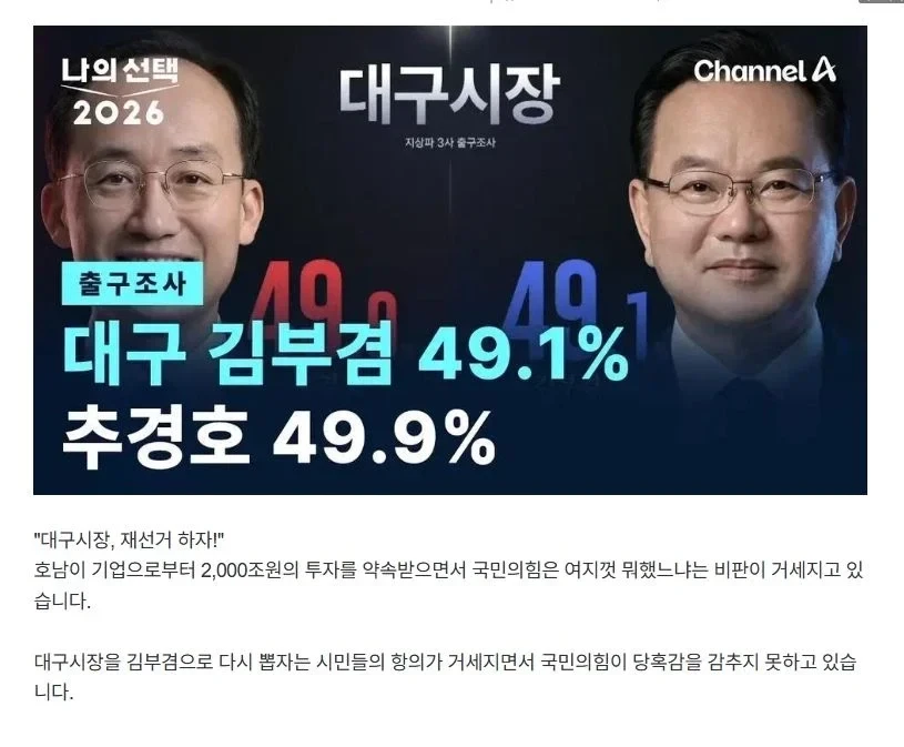대구시장, 재선거 하자!