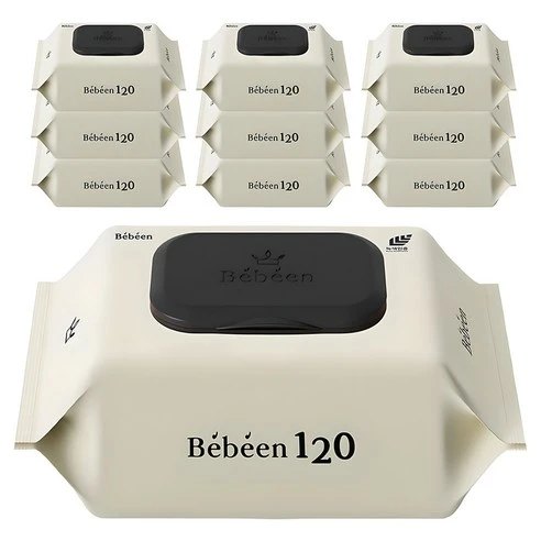 [ㅋㅍ]베베앙 120 유아물티슈 캡형, 50g, 120매, 10개( 9,600원, 23% 할인)
