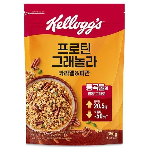 [ㅋㅍ]캘로그 프로틴 그래놀라 카라멜 앤 피칸, 350g, 1개( 4,700원, 37% 할인)