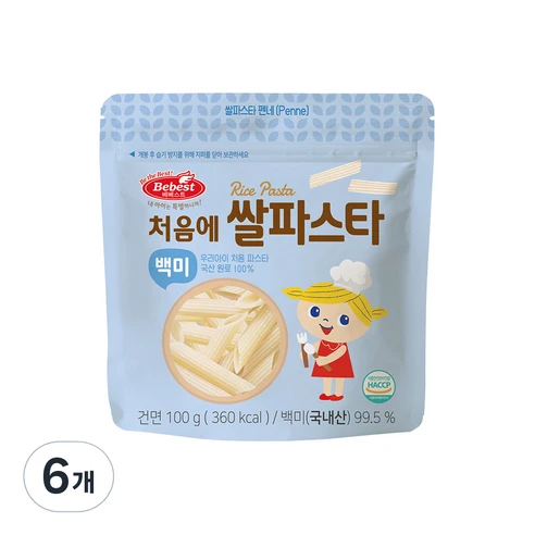 [ㅋㅍ]베베스트 처음에 쌀파스타 백미, 100g, 6개( 10,840원, 31% 할인)