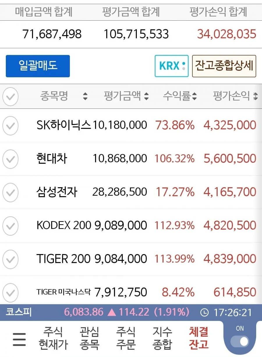계좌 처음 1억 찍었습니다