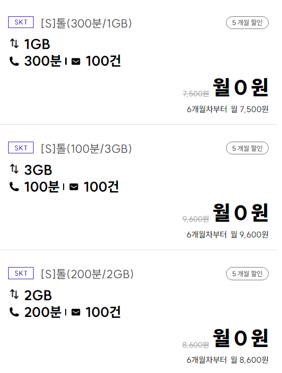 [아이즈모바일] 1,2,3GB 요금제 5개월동안 0원!