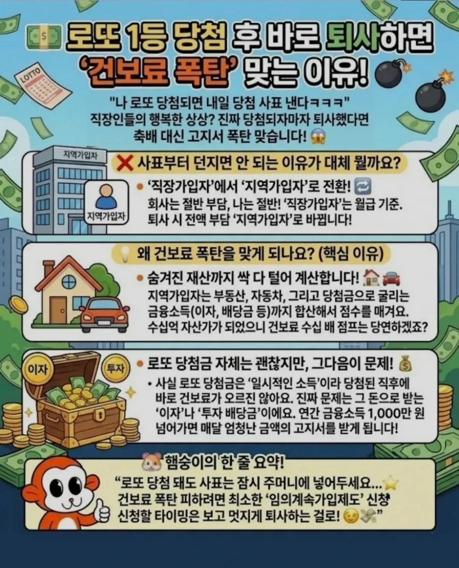 로또 1등 당첨후 퇴사하면 건보료 폭탄 맞는 이유.jpg