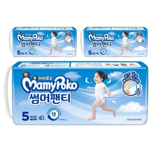 [ㅋㅍ]마미포코 썸머팬티 팬티형 기저귀 여아용 특대형, 5단계, 120매, 5단계 × 120매( 44,690원, 14% 할인)