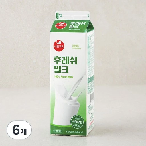 [ㅋㅍ]서울우유 후레쉬 밀크, 900ml, 6개( 11,940원, 20% 할인)