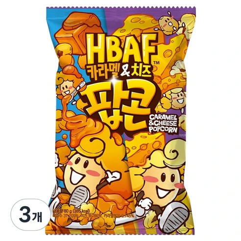 [ㅋㅍ]바프 카라멜 앤 치즈 팝콘, 80g, 3개, 80g × 3개( 2,970원, 61% 할인)