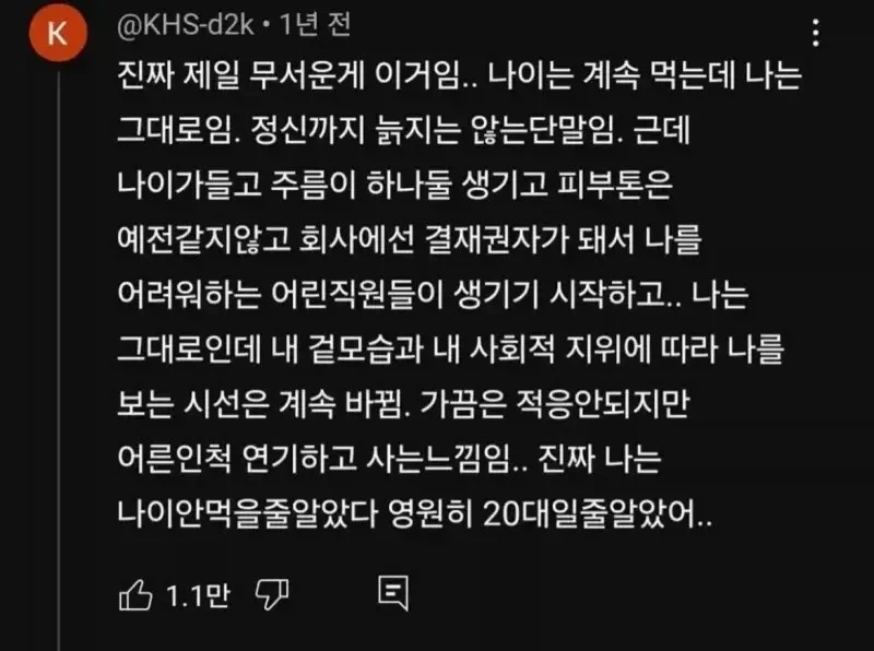나이 먹을수록 슬퍼지는 유튜브 댓글