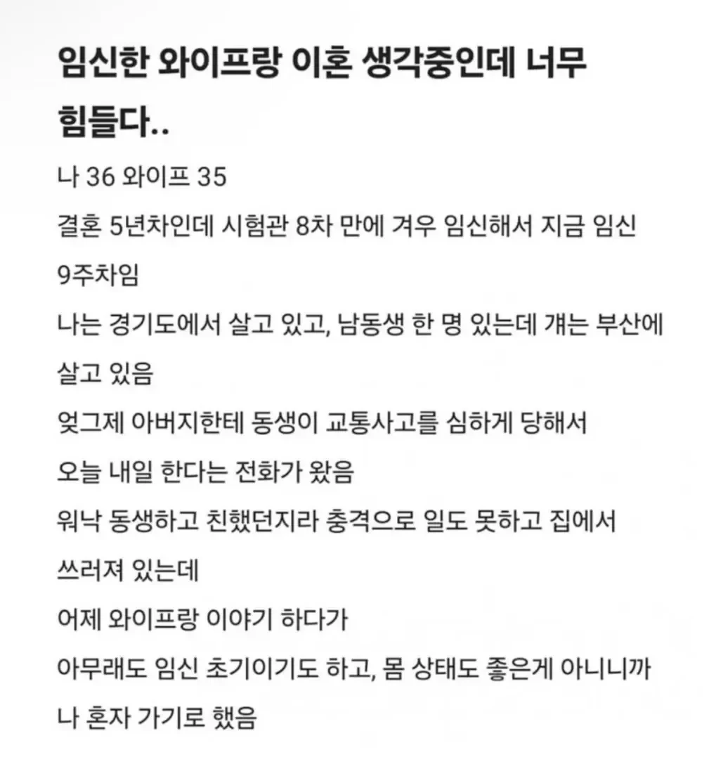 임신한 와이프에게 눈 뒤집혀서 이혼 생각하는 남편
