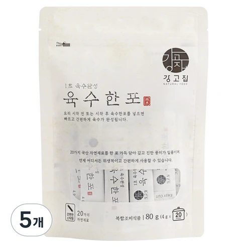 [ㅋㅍ]강고집 1초 육수완성 육수한포, 5개, 80g( 26,810원, 17% 할인)