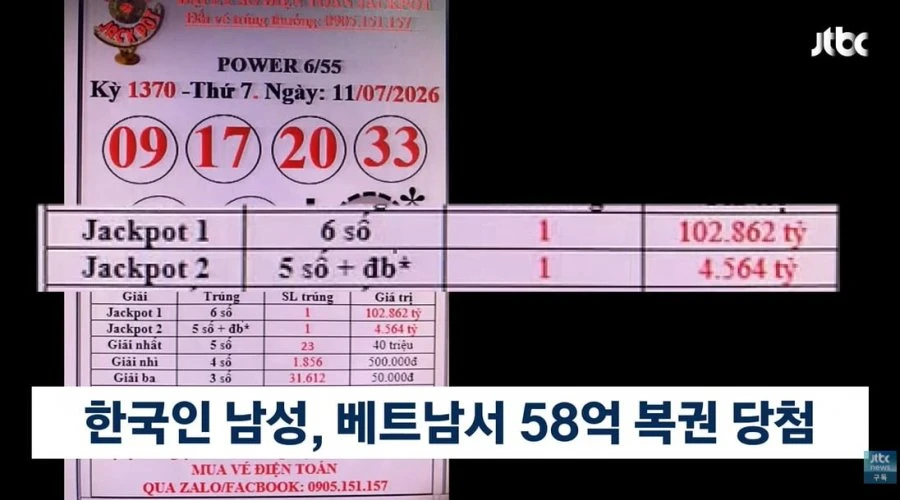 베트남 로또에 '당첨'. 한국인이 받은 당첨 금액은?