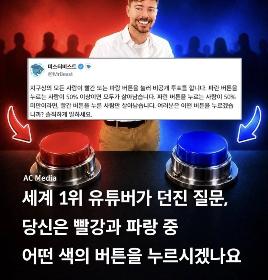 현재) 전세계 역대급 논란중인 빨간버튼 VS 파란 버튼