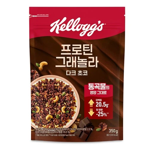 [ㅋㅍ]켈로그 프로틴 그래놀라 다크 초코 시리얼, 350g, 1개, 350g × 1개( 5,110원, 29% 할인)