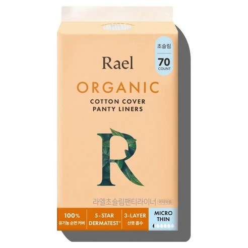 [ㅋㅍ]라엘 유기농 순면커버 초슬림 팬티라이너, 일반, 70개입, 1개( 5,680원, 18% 할인)