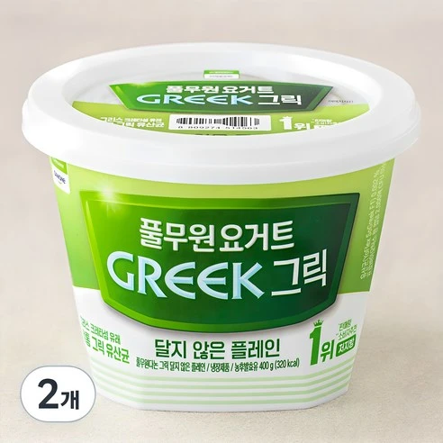 [ㅋㅍ]풀무원다논 그릭 설탕무첨가 플레인 요거트, 400g, 2개( 4,580원, 36% 할인)