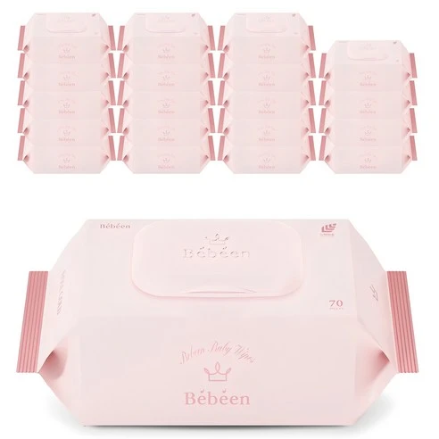 [ㅋㅍ]Bebeen 로즈 골드 유아물티슈 캡형, 75g, 70매, 20개( 18,300원, 30% 할인)
