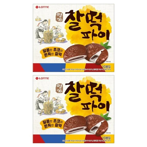 [ㅋㅍ]롯데웰푸드 명가 찰떡파이, 350g, 2개, 350g × 2개( 7,150원, 27% 할인)