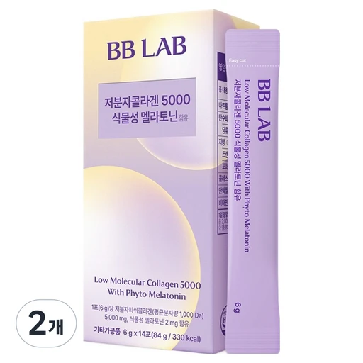 [ㅋㅍ]비비랩 뉴트리원 저분자 콜라겐 5000 식물성 멜라토닌 함유 14p, 84g, 2개( 12,800원, 47% 할인)