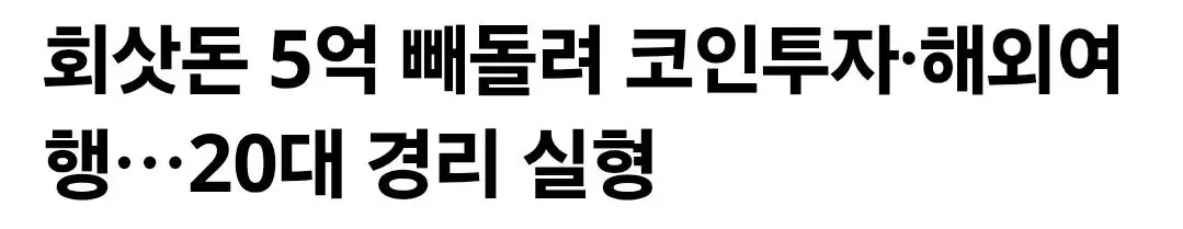 회삿돈 5억 빼돌려 코인투자해외여행. 20대 경리 실형