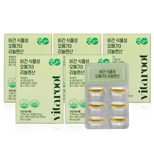 [ㅋㅍ]비건 식물성오메가3 임산부 수유부 리놀렌산 개별포장, 30정, 5박스( 29,510원, 42% 할인)