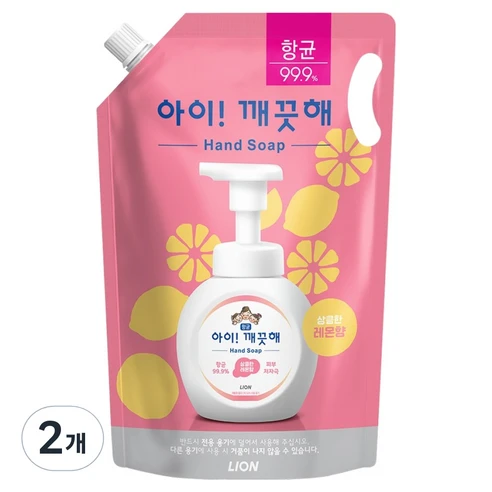 [ㅋㅍ]아이깨끗해 항균 폼 핸드솝 리필 레몬향, 1.8L, 2개, 1.8L × 2개( 15,980원, 24% 할인)