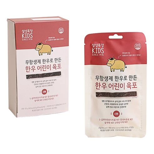 [ㅋㅍ]설성목장 무항생제 한우로 만든 한우 어린이 육포, 쇠고기 육포맛, 25g, 5개( 16,380원, 37% 할인)