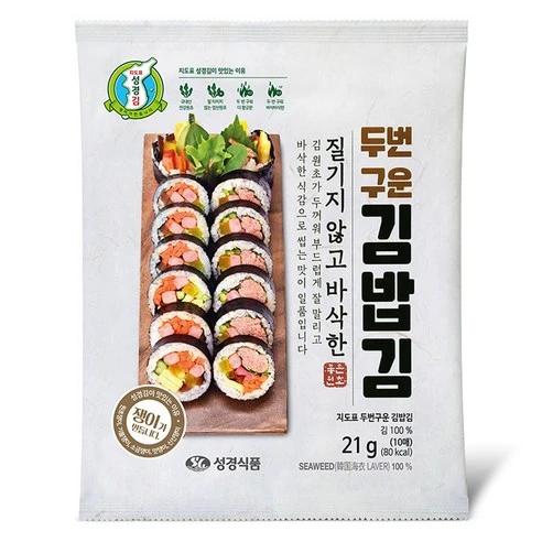 [ㅋㅍ]지도표성경 지도표 두번구운 김밥김 10p, 21g, 1개, 21g × 1개( 3,540원, 89% 할인)